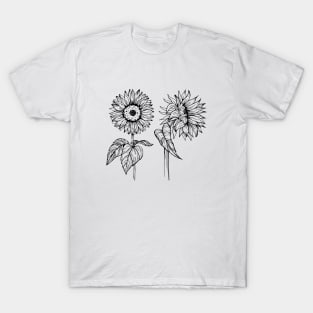 Sunflower Minimalistic Art Artsy Japanese Brunch Vintage T-Shirt